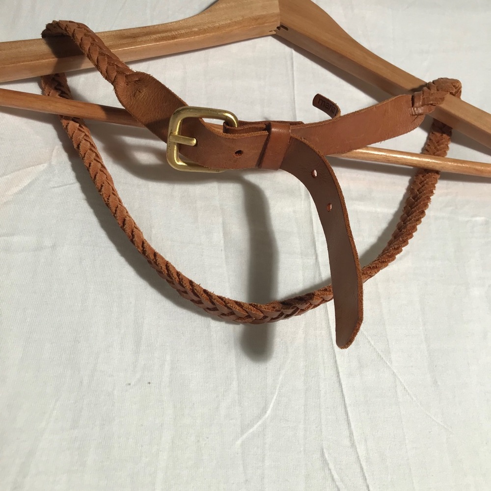 Tan braided leather belt M/L